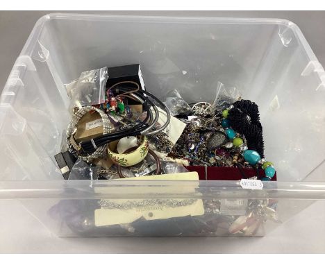 A Quantity of Assorted Costume Jewellery, including chains, earrings, bangles, bead necklaces, etc :- One Box