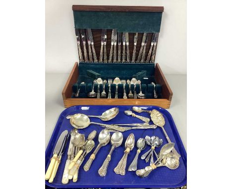 Oneida Cutlery; A Part Canteen of Floral Pattern Cutlery, in a fitted wooden box, together with an assortment of flatware, in