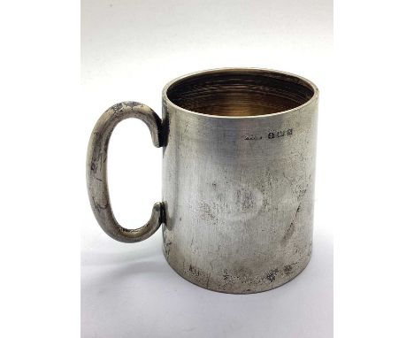 A Hallmarked Silver Christening Mug, F.H.A &amp; Co, Birmingham 1931, of plain tapered form (80grams).