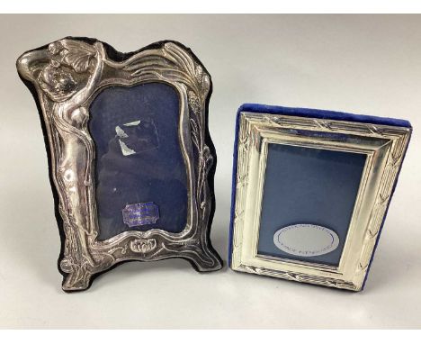 A Hallmarked Silver Mounted Photograph Frame, SS, Birmingham 1995, of shaped rectangular form with Art Nouveau inspired depic