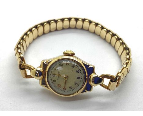Rotary; A 9ct Gold Cased Ladies Wristwatch, the signed dial with gilt Arabic numerals, within shaped case, movement stamped "