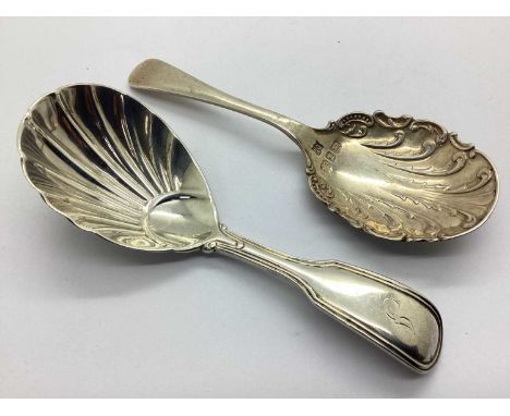 A Victorian Hallmarked Silver Caddy Spoon, GA, London 1856, with shell detailed bowl; Another Victorian Hallmarked Silver Cad