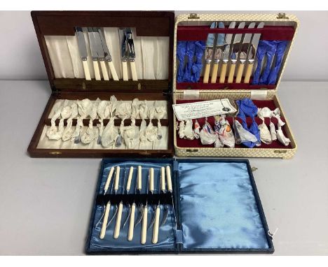  John Turton &amp; Co Sheffield; A Six Setting Canteen of Cutlery, in a fitted box, together with a part canteen of cutlery i