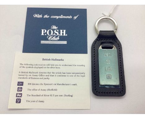 The Posh Club; A Hallmarked Silver Ingot Keyring, EH, Sheffield 1998, in original box with card.