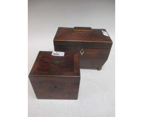 A late Regency tea caddy and similar caddy (2)