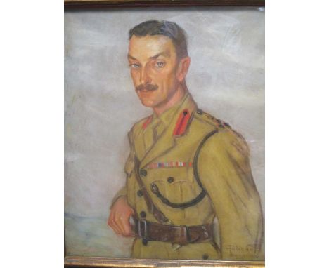 Guido Fulignot (Italian 1900-1986) Portrait of an officer signed pastel 69 x 59cm