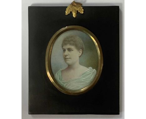 Portrait of Lady, signed lower right 'A E Howarth '99', watercolour on ivory, 7.5 x 6cm