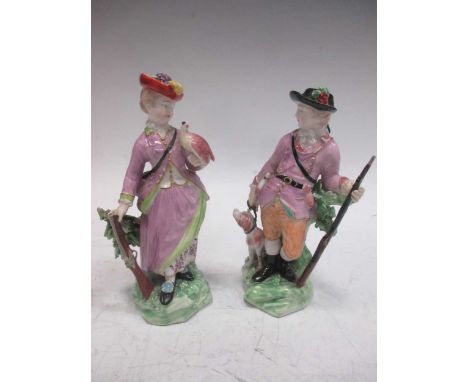 A pair of Derby patch marked figures of hunters