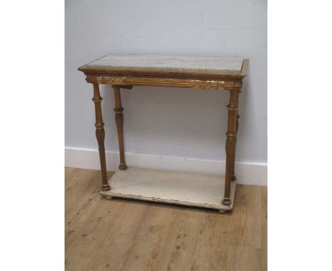 A late 19th century Empire style giltwood console table with marble top, 80 x 82 x 37cm