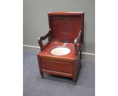 A late Victorian mahogany commode stool, 55cm wide