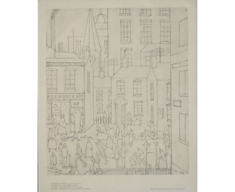 AFTER LAURENCE STEPHEN LOWRY RBA RA; a black and white print, 'Man Taken Ill', bearing blind stamp and limited to 550 copies,