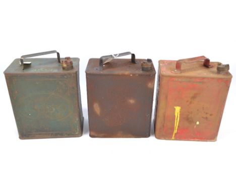 Three vintage one gallon petrol cans to include an Esso example (3).   CONDITION REPORT:  Weathered and worn commensurate wit