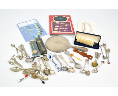 A collection of variously hallmarked silver spoons to include souvenir example with shamrock finial, Joseph Gloster, Birmingh
