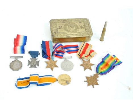 WWI Trio, K. R. RAF. C, R-3549 Pte. R. T. Turner; also a hallmarked silver CLB cross medallion, three WWII medals, a pencil i