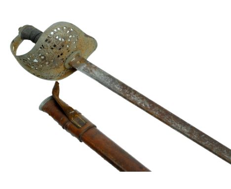 An early 20th century officer's sword with pierced guard and shagreen grip, base of blade marked for 'Robt. Mole & Sons Birmi