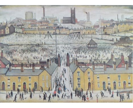 LAURENCE STEPHEN LOWRY RBA RA (1887-1976); a signed limited edition coloured print, 'Britain at Play', signed in pencil lower