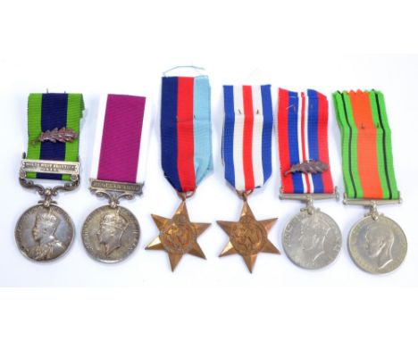 Group of six: India General Service Medal with North West Frontier 1935 bar and oak leaf clasp, Army Long Service and Good Co