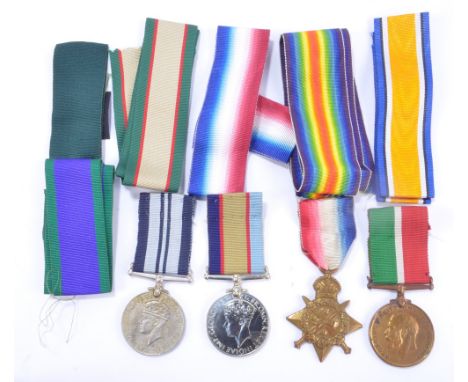 Mixed medal group comprising 1914 Star, 2/Lan. Fus., 8648 Pte. R. H. Ward, Mercantile Marine War Medal, Australia Service Med