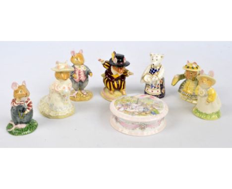 Six Royal Doulton 'Brambly Hedge' gift collection characters to include 'Dusty Dogwood' and 'Wilfred Entertains', also 'The W