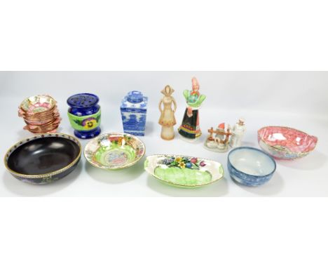 A mixed lot of ceramics comprising a quantity of Maling 'Peony Rose' pattern dishes and sugar bowls (some seconds, one bowl a