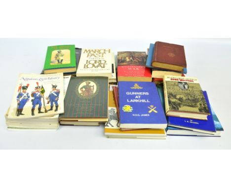 A quantity of military reference and textbooks to include The Scots Guards 1919-1955 by D. Erskine, The Indian Mutiny of 1857