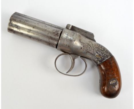 A 19th century Allen's patent five shot pepperbox percussion cap revolver, the five chambered barrel stamped 'Allen Thurber &