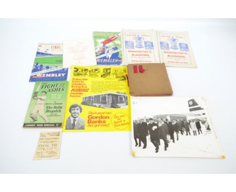 A small collection of predominantly football ephemera with autographs of the Manchester United 1948-49 team including Sir Mat