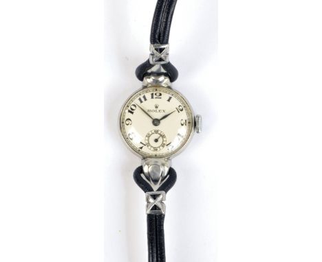 ROLEX; a lady's vintage stainless steel wrist watch, the circular dial set with Arabic numerals and subsidiary seconds dial a