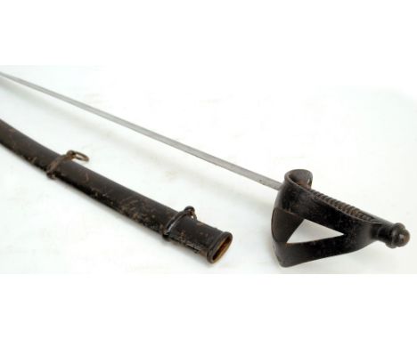 A 19th century heavy cavalry officer's sword with steel hilt, blade base stamped S & K for Schnitzler & Kirschbaum, blade sli