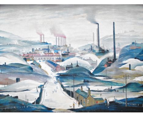 LAWRENCE STEPHEN LOWRY RBA RA (1887-1976); a signed limited edition coloured print, 'Industrial Panorama', signed in pencil t