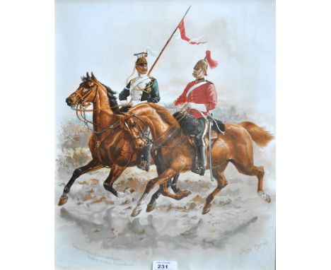 AFTER HARRY PAYNE; coloured print, 'Trooper, 17th (Duke of Cambridge's) Lancers - Trooper, 1st (King's) Dragoon Guards', both