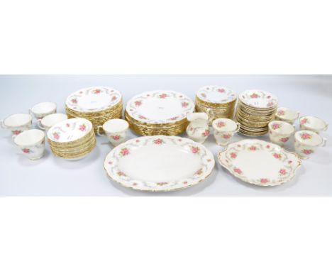 A large quantity of Royal Albert 'Tranquility' dinner and teaware comprising oval meat plate, nine dinner plates, fifteen fis