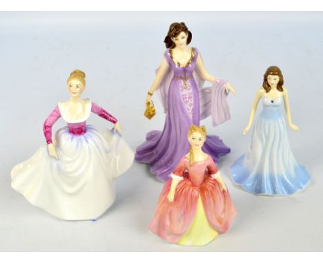 Three Royal Doulton figures, HN2400 'Debbie', HN4972 'Aquamarine', HN3265 'Lisa', also a Royal Worcester figure 'Melanie' (4)