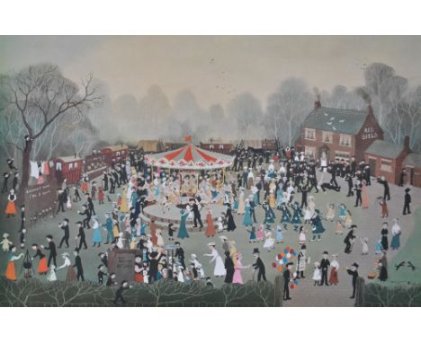 HELEN LAYFIELD BRADLEY MBE (1900-1979); a signed limited edition coloured print, 'The Fair at Daisy Nook', signed in pencil t