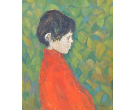 HAROLD FRANCIS RILEY, DL, DLit, FRCS, DFA, ATC (born 1934); oil on cardboard, portrait study of boy, signed and dated 1966 to