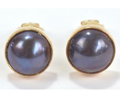 A pair of 18ct yellow gold and cut pearl earrings, diameter approx 1.4cm, approx 8.5g.