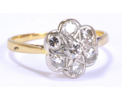 A yellow gold diamond floral set ring, size J 1/2, approx 1.7g.