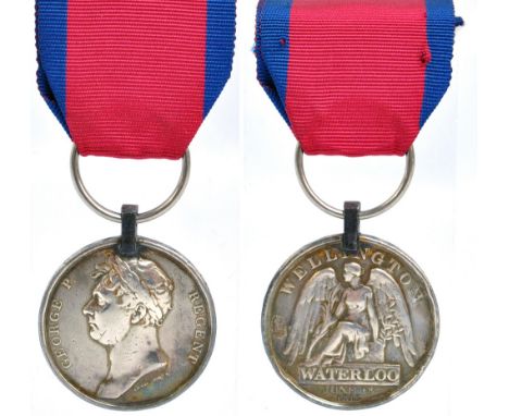 Waterloo Medal (1815); 1st Reg. (King's) Dragoon Guards, Pte. William Wale.   CONDITION REPORT:  Original steel suspension ri