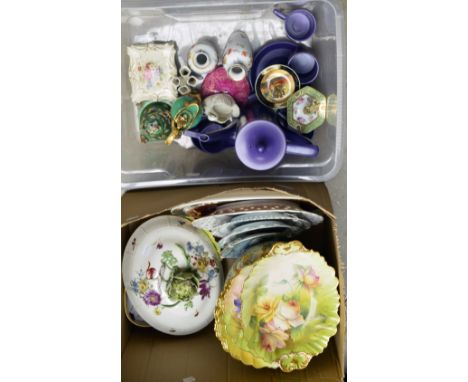 A quantity of mixed ceramics, including a part Portmeirion 'Totem' coffee set in purple with gold Greek key design, Paragon f