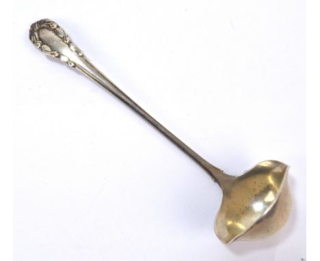 GEORG JENSEN; an Edward VIII hallmarked silver 'Rose' aka 'Liljekonval' pattern sauce ladle with twin lips to the oval bowl, 