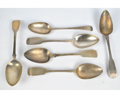 HESTER BATEMAN;  a George III table spoon, London 1784, length 21.5cm, a pair of fiddle pattern examples, London 1815 and thr