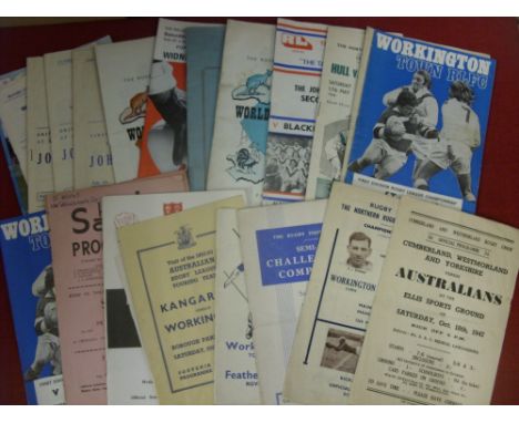 Rugby League, a collection of 22 programmes in various condition, to include 1947/48 Cumberland, West Morland & Yorkshire v A