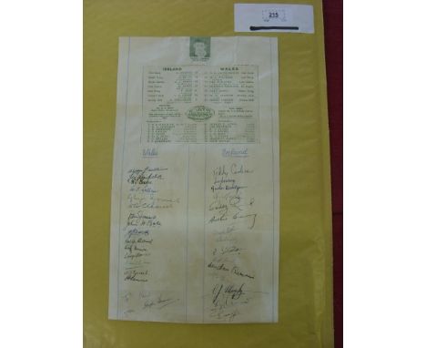 Rugby Union, Wales v Ireland, a large autograph page, from the victory international played at Cardiff, the top of the page h