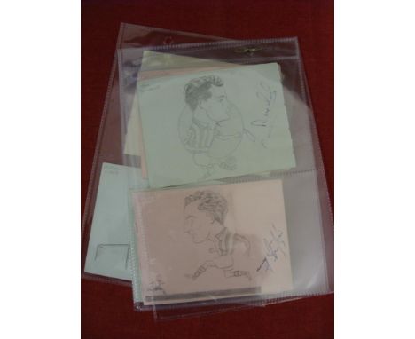 1953/54 West Bromwich Albion, Cup Winners, a collection of autographed album pages, with original pencil, by Dravias, signed 