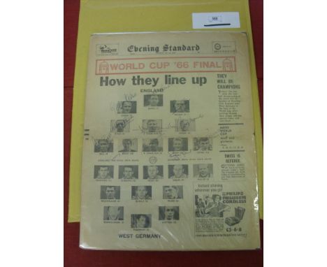 1966 World Cup Final, England v Germany, played at Wembley on 30/07/1966.  An autographed team picture of England, from the f