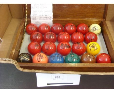 Snooker, a full set of 22 vintage Snooker Balls, each signed by a top snooker player.  The signatures include, Murphy, Ebdon,