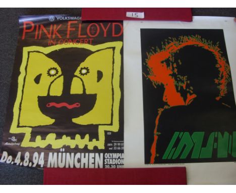 Pop Music Memorabilia, a pair of posters, Pink Floyd in Concert in Munich, Germany, and a Reliance Art Publishing Poster of B