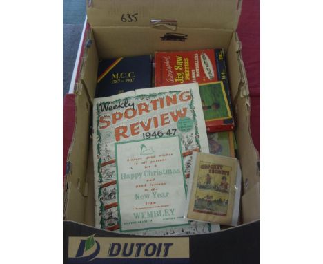 A collection of various sporting memorabilia, to include 2 Jigsaw Puzzles from the Bverwick Series, Stanley Matthews and Len 