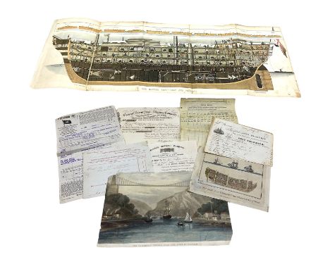 'The Section of an English First Rate Ship of War'19th century engraving with hand colouring pub. by Alex Hogg, 'The Suspensi