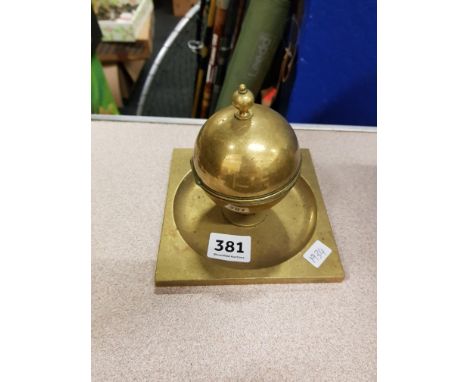 OLD SWIVAL BRASS INKWELL 